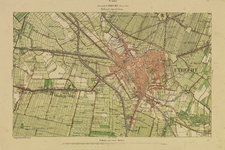 214046 Topografische kaart van de stad Utrecht met wijde omgeving; met weergave van de verkavelingen, bebouwing, wegen, ...
